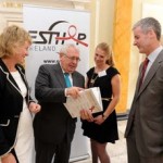 Minister Joe Costello with ESTHER Chair David Weakliam (r) and ESTHER Secretariat, Nadine Ferris France (l) and Leonie Corcoran